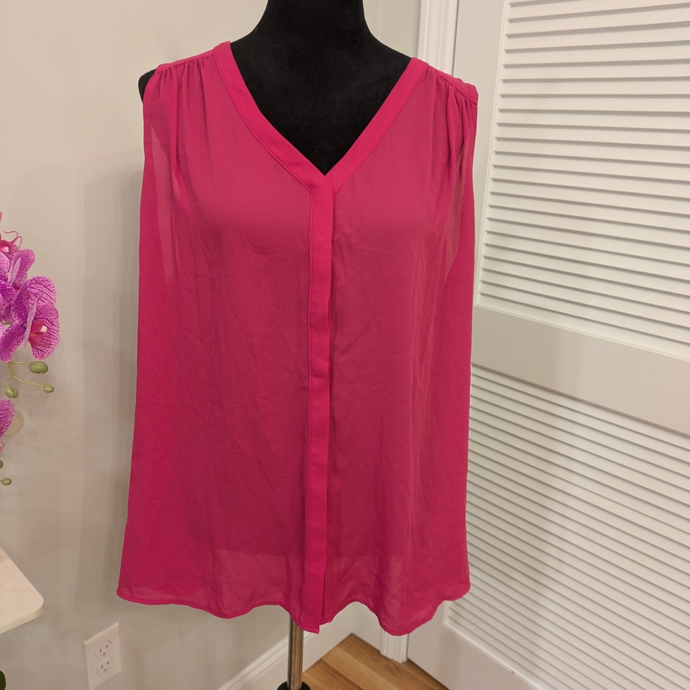 Worthington Vibrant Pink V-Neck Blouse Size 2X